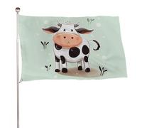 Graziosa bandiera a pois con mucca, 119,4 x 177,8 cm, stampa su entrambi i lati, bandiera decorativa da giardino, non sbiadisce, con occhielli in ottone, sfondo fotografico da appendere per interni ed