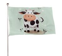 Graziosa bandiera a pois con mucca, 152,4 x 243,8 cm, stampa su entrambi i lati, bandiera decorativa da giardino, non sbiadisce, con occhielli in ottone, sfondo fotografico da appendere per interni ed