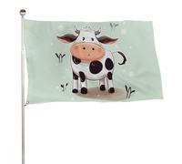 Graziosa bandiera a pois con mucca, 89 x 150 cm, stampa su entrambi i lati, bandiera decorativa da giardino, non sbiadisce, con occhielli in ottone, sfondo fotografico da appendere, per interni ed