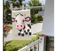 Graziosa bandiera bianca a forma di mucca, 0,6 x 90 cm, per esterni e interni, primavera, estate, autunno, inverno, da giardino, con occhiello, verticale, su entrambi i lati, per decorazioni da