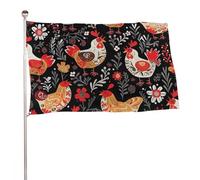 Graziosa bandiera con galline, 119,4 x 177,8 cm, stampa su entrambi i lati, bandiera decorativa da giardino, non sbiadisce, con occhielli in ottone da appendere, sfondo fotografico per interni ed