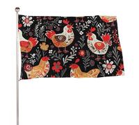 Graziosa bandiera con galline, 152,4 x 243,8 cm, stampa su entrambi i lati, bandiera decorativa da giardino, non sbiadisce, con occhielli in ottone da appendere, sfondo fotografico per interni ed