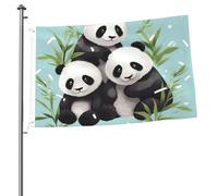 Graziosa bandiera con panda, 0,8 x 0,9 m, stampa su entrambi i lati, bandiere da giardino, bandiera da cortile per esterni, bandiere per vacanze, banner regalo con occhielli, sfondo fotografico, per