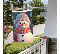 Graziosa bandiera con pupazzo di neve, 6 x 0,9 m, per interni ed esterni, primavera, estate, autunno, inverno, da giardino, con occhiello, verticale, su entrambi i lati, per decorazioni da cortile