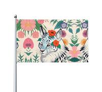 Graziosa bandiera con tigre bianca. Bandiera da giardino per esterni, 9 x 1,5 m, in poliestere con stampa vivida, facile da appendere per patio, feste, campeggio