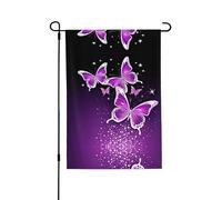 Graziosa bandiera da giardino a doppia faccia con farfalla viola 71,1 x 101,6 cm (leggera) - vivace stampa all-over decorazione per cortile, giardino, terrazza o portico