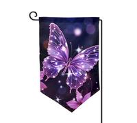 Graziosa bandiera da giardino a farfalla viola verticale su entrambi i lati, 30,5 x 45,7 cm, bandiera stagionale primaverile estate decorazione per esterni