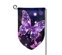 Graziosa bandiera da giardino a farfalla viola verticale su entrambi i lati, 30,5 x 45,7 cm, bandiera stagionale primaverile estate decorazione per esterni