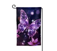 Graziosa bandiera da giardino a farfalla viola verticale su entrambi i lati, 30,5 x 45,7 cm, bandiera stagionale primaverile estate decorazione per esterni