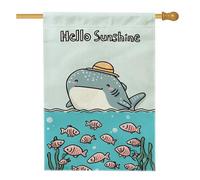 Graziosa bandiera da giardino a forma di balena, decorazione per la casa con animali marini blu, decorazione stagionale su entrambi i lati, perfetta per l'estate e l'uso quotidiano, 71 x 101 cm