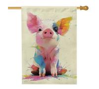 Graziosa bandiera da giardino a forma di maiale colorata, bandiera decorativa per esterni, stile casale estivo, per la decorazione della casa, 71 x 101 cm