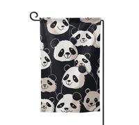 Graziosa bandiera da giardino a forma di panda verticale su entrambi i lati, 30,5 x 45,7 cm, bandiera stagionale primaverile estate per vacanze, fattoria, cortile, decorazione da appendere all'aperto