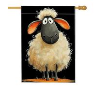 Graziosa bandiera da giardino a forma di pecora, decorazione bianca e nera, striscione su entrambi i lati, decorazione stagionale per prato all'aperto per primavera ed estate, 71 x 101 cm