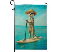 Graziosa bandiera da giardino a forma di suricato, decorazione per esterni, motivo oceano tropicale blu, bandiera artistica su entrambi i lati, per decorare feste estive in spiaggia, 30,5 x 45,7 cm