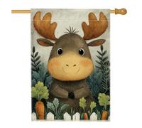 Graziosa bandiera da giardino con alci, decorazione con animali marroni per l'autunno e l'autunno, striscione in iuta su entrambi i lati per la decorazione del prato all'aperto, adorabile decorazione