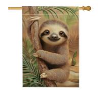 Graziosa bandiera da giardino con bradipo, striscione decorativo con animali marroni, in iuta su entrambi i lati, decorazione per esterni per feste estive, prato e giardino, accenti per la casa, 71 x