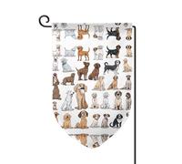 Graziosa bandiera da giardino con carlino chihuahua, stampa su entrambi i lati, bandiere da giardino per la decorazione della casa, resistenti alle intemperie e doppie cuciture, 45,7 x 32,7 cm