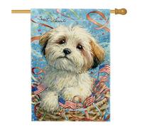 Graziosa bandiera da giardino con cuccioli, bianco e marrone, decorazione per la casa del cane, decorazione su entrambi i lati per prato all'aperto per feste estive, adorabile stile animale, 71 x 101