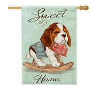 Graziosa bandiera da giardino con cucciolo di beagle, verde menta, decorazione per cani, decorazione per esterni su entrambi i lati, per gli amanti degli animali, 71 x 101 cm