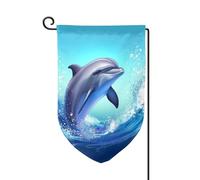 Graziosa bandiera da giardino con delfini, verticale su entrambi i lati, 30,5 x 45,7 cm, per primavera ed estate, decorazione per esterni