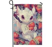 Graziosa bandiera da giardino con drago bianco, decorazione floreale colorata per esterni, bandiera da cortile su entrambi i lati, per primavera estate e decorazione della casa, 30,5 x 45,7 cm