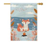 Graziosa bandiera da giardino con famiglia di volpi, decorazione per esterni con animali blu, striscione in iuta su entrambi i lati per decorazione primaverile estiva per prato 71 x 101 cm