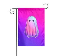 Graziosa bandiera da giardino con fantasma rosa, viola, blu, 30 x 45 cm, verticale, double face, decorazione per casa colonica, vacanze, esterni, bandiera da cortile