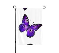Graziosa bandiera da giardino con farfalla viola su entrambi i lati, 71,1 x 101,6 cm (leggera), vivace stampa su tutta la superficie, decorazione per cortile, giardino, terrazza o portico