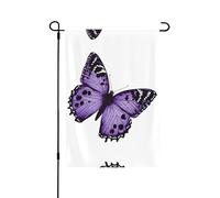 Graziosa bandiera da giardino con farfalla viola su entrambi i lati, 71,1 x 101,6 cm (leggera), vivace stampa su tutta la superficie, decorazione per cortile, giardino, terrazza o portico