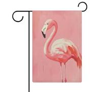 Graziosa bandiera da giardino con fenicottero rosa per vacanze stagionali in iuta double face per casa cortile bandiere esterne 30,5 x 45,7 cm