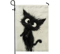 Graziosa bandiera da giardino con gattino nero, adorabile design a forma di gatto, decorazione per la casa e da cortile, doppia faccia per la decorazione autunnale per esterni, 30,5 x 45,7 cm