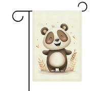 Graziosa bandiera da giardino con panda sorridente con scritta in lingua inglese "Happy Smiling", bandiera per esterni e vacanze stagionali, 30,5 x 45,7 cm