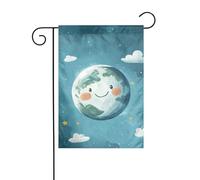 Graziosa bandiera da giardino con pianeta terra, 30 x 45 cm, verticale, double face, decorazione per case in campagna, decorazione esterna