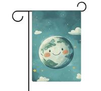 Graziosa bandiera da giardino con pianeta terra, in iuta su entrambi i lati, 30,5 x 45,7 cm