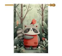 Graziosa bandiera da giardino con procioni, decorazione con animali della foresta, striscione su entrambi i lati, decorazione stagionale per prato all'aperto, perfetta per casa e giardino, 71 x 101 cm
