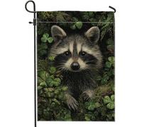 Graziosa bandiera da giardino con procioni, decorazione per esterni con fauna selvatica della foresta, striscione su entrambi i lati per prato per primavera estate decorazione natura 30,5 x 45,7 cm