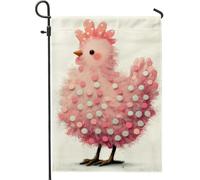 Graziosa bandiera da giardino con pulcino di pesca, striscione decorativo per la casa a pois primaverili ed estivi, in iuta su entrambi i lati, decorazione per prato all'aperto, per feste di Pasqua
