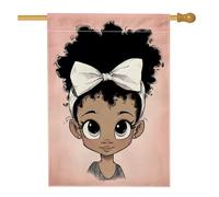 Graziosa bandiera da giardino con ragazza dei cartoni animati, personaggio pesca con fiocco, bandiera decorativa per la casa, bandiera da cortile in iuta su entrambi i lati, per decorazione esterna