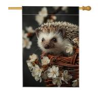 Graziosa bandiera da giardino con riccio, bandiera floreale marrone per la casa, bandiera su entrambi i lati per cortile, decorazione primaverile per esterni, 71 x 101 cm