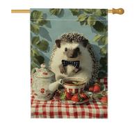 Graziosa bandiera da giardino con riccio, striscione colorato per tea party, decorazione per la casa, bandiera da giardino in iuta su entrambi i lati, per primavera ed estate, decorazione per esterni