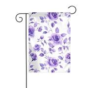 Graziosa bandiera da giardino con rose viola 30 x 45 cm verticale su entrambi i lati per fattoria vacanze esterne decorazioni per cortile bandiera