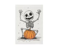 Graziosa bandiera da giardino con scheletro danza e zucca di benvenuto su entrambi i lati per vacanze all'aperto decorazione banner fattoria portico decorazione 71 x 101 cm