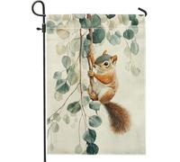 Graziosa bandiera da giardino con scoiattolo autunnale, bandiera da giardino con fauna selvatica marrone grigia, doppia faccia decorazione per prato all'aperto a tema natura 30,5 x 45,7 cm