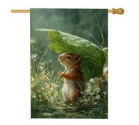 Graziosa bandiera da giardino con scoiattolo, decorazione per esterni con animali della foresta e foglie, decorazione per esterni a tema fauna selvatica primaverile ed estiva, decorazione per prato su