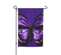 Graziosa bandiera da giardino con stampa a farfalla viola, versatile ed elegante, per tutte le stagioni, decorazione per cortili, verande, giardini
