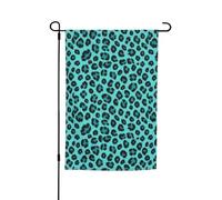 Graziosa bandiera da giardino con stampa leopardata turchese versatile ed elegante per tutte le stagioni, decorazione per cortili, portici e giardini