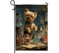 Graziosa bandiera da giardino con Yorkshire Terrier, striscione decorativo colorato per la casa del cane, bandiera su entrambi i lati, per la primavera e l'estate, decorazione esterna 30,5 x 45,7 cm