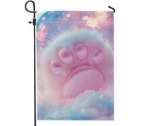 Graziosa bandiera da giardino con zampa glitterata color pesca, striscione decorativo primaverile per esterni, in tessuto double-face, decorazione per prato per gli amanti degli animali, 30,5 x 45,7