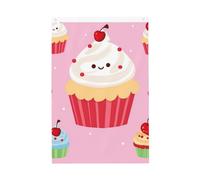 Graziosa bandiera da giardino di benvenuto con cupcake, 0,6 x 0,9 m, double face, non sbiadisce, per casa, cortile, cortile, veranda, prato, decorazione esterna