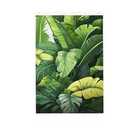 Graziosa bandiera da giardino di benvenuto con foglie di banana, 0,6 x 0,9 m, doppia faccia, non sbiadisce, per casa, cortile, cortile, cortile, prato, decorazione esterna